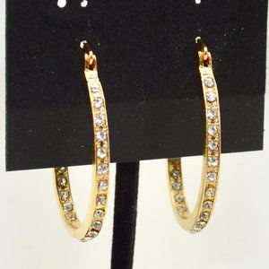 CZ Diamond Cut Oval Hoop Earrings